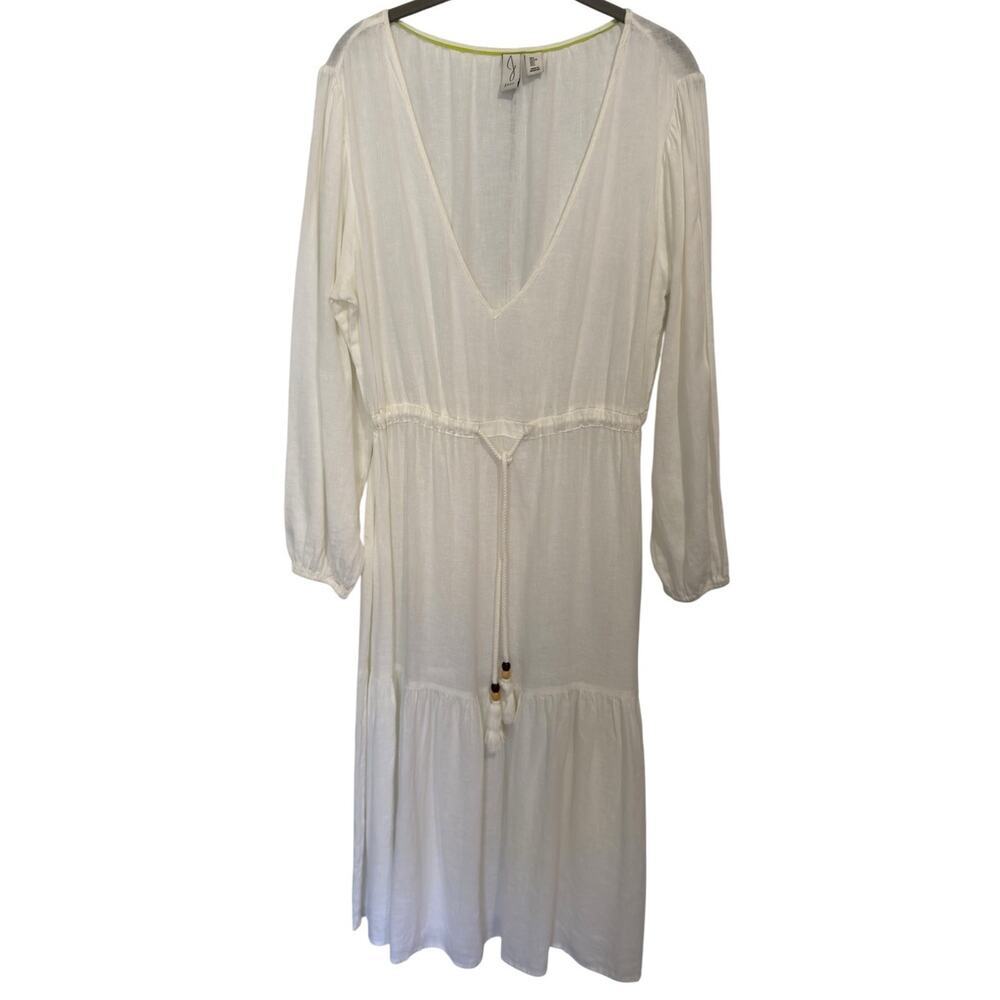 NWOT JOIE Linen Blend Boho Gauze Midi Dress White Sz Large